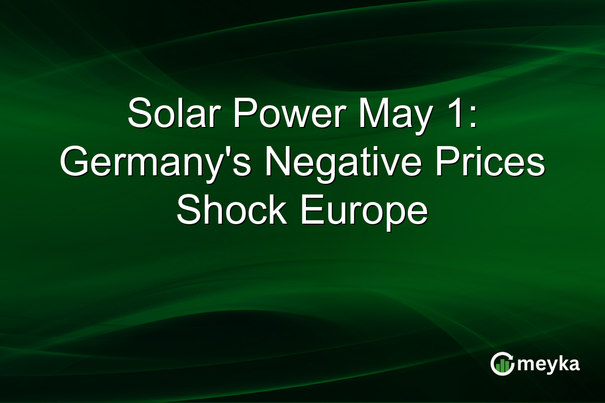 Solar Power May 1: Germany’s Negative Prices Shock Europe