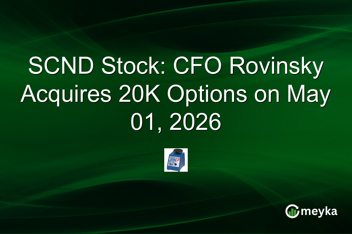 SCND Stock: CFO Rovinsky Acquires 20K Options on May 01, 2026