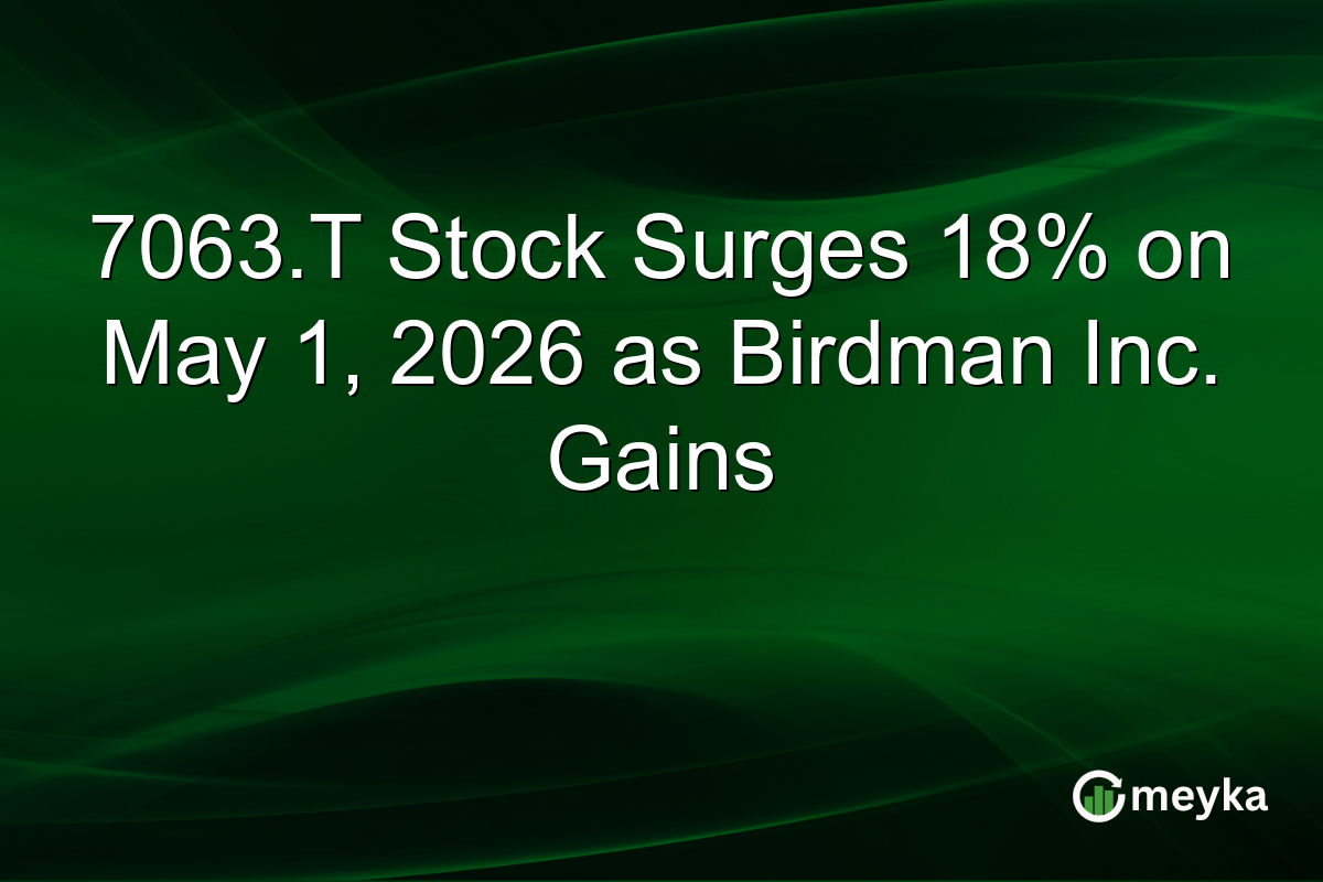 7063.T Stock Surges 18% on May 1, 2026 as Birdman Inc. Gains