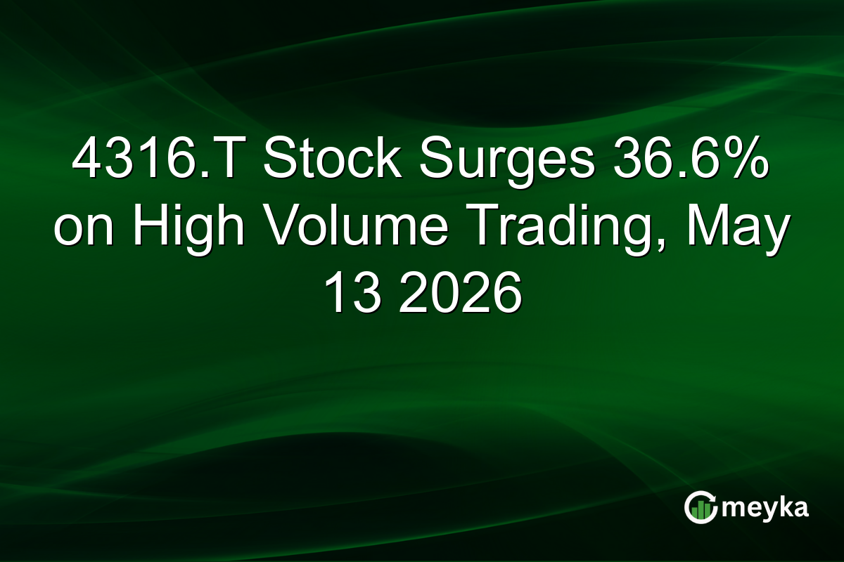 4316.T Stock Surges 36.6% on High Volume Trading, May 13 2026