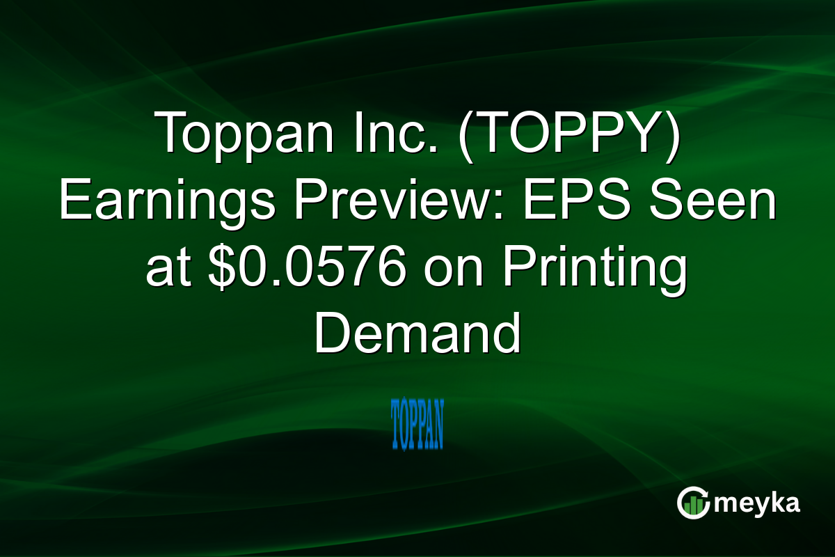 Toppan Inc. (TOPPY) Earnings Preview: EPS Seen at $0.0576 on Printing Demand