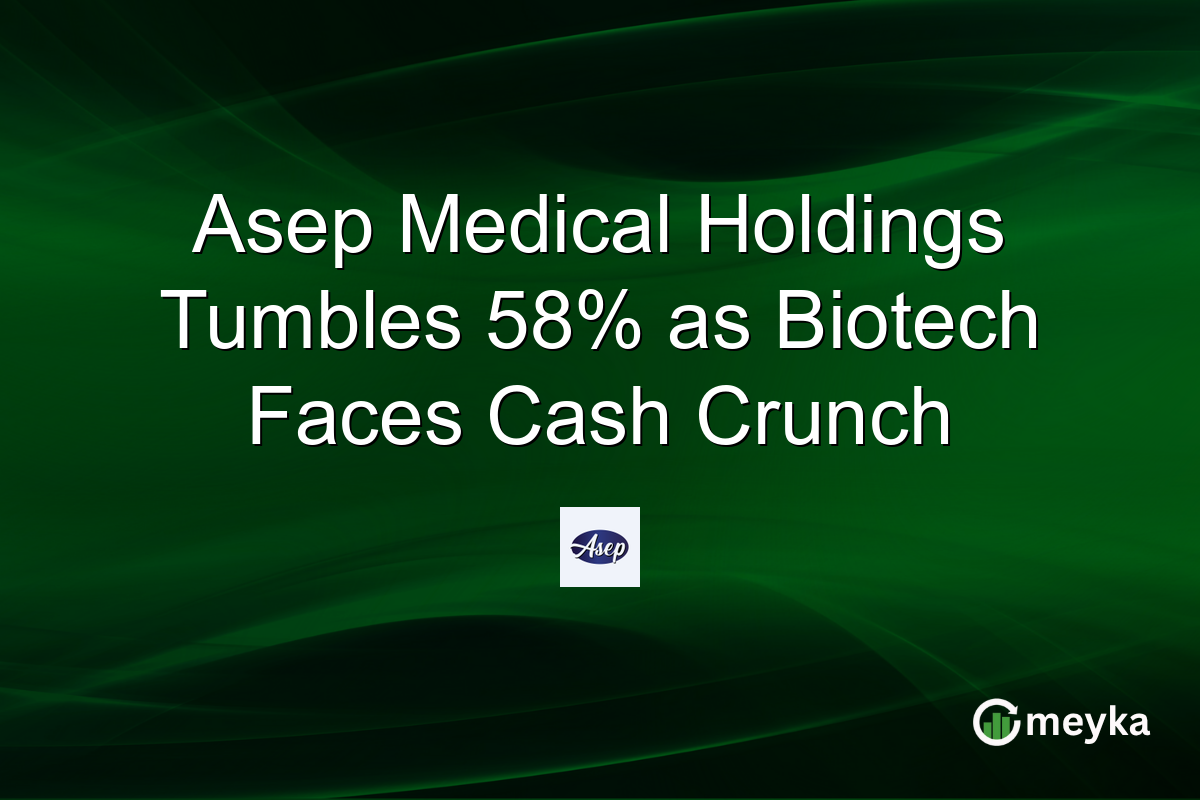 Asep Medical Holdings Tumbles 58% as Biotech Faces Cash Crunch