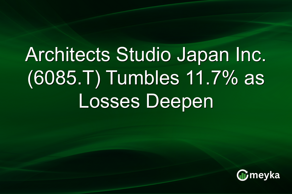 Architects Studio Japan Inc. (6085.T) Tumbles 11.7% as Losses Deepen