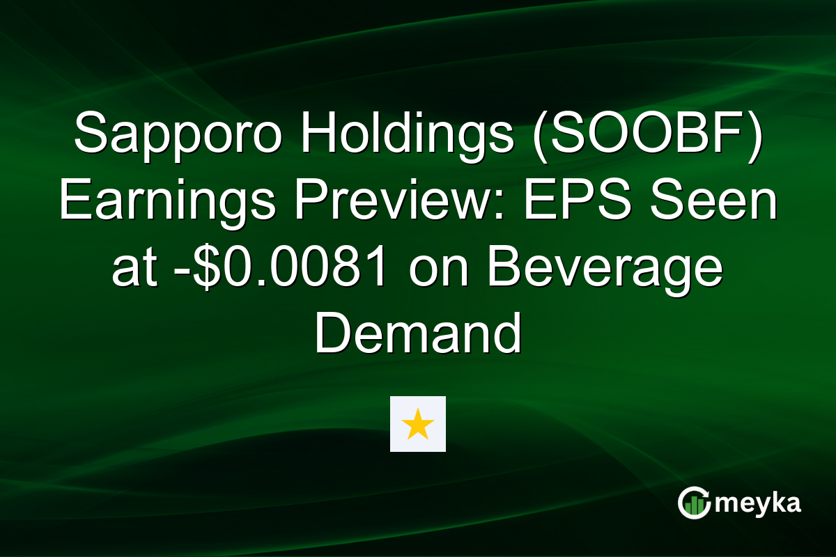 Sapporo Holdings (SOOBF) Earnings Preview: EPS Seen at -$0.0081 on Beverage Demand