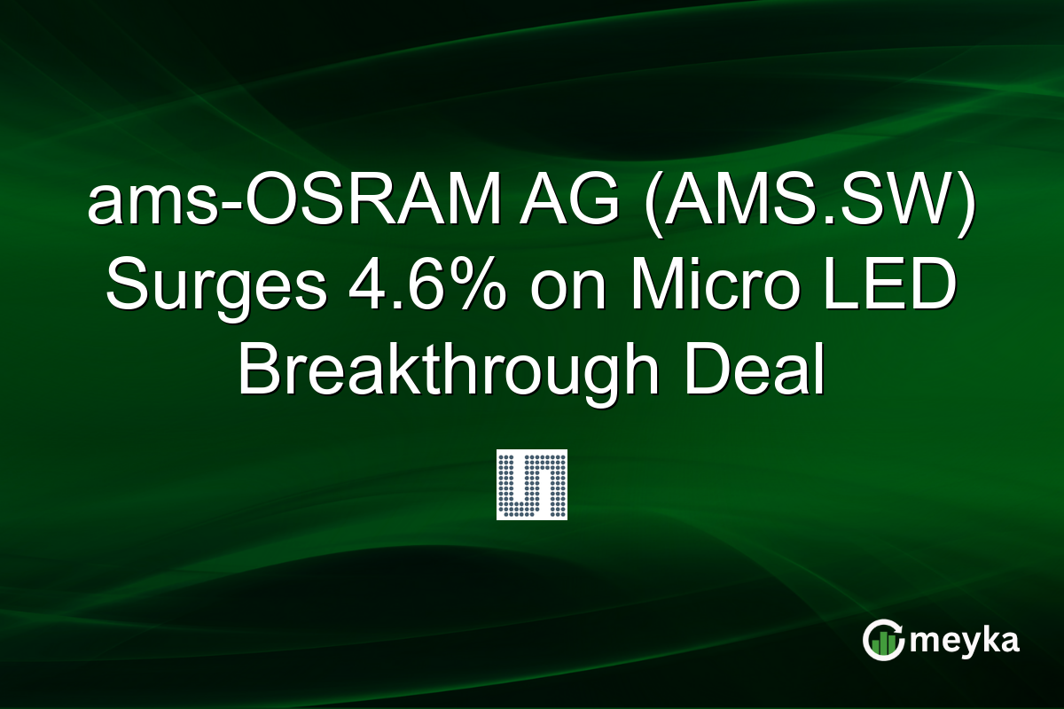 ams-OSRAM AG (AMS.SW) Surges 4.6% on Micro LED Breakthrough Deal