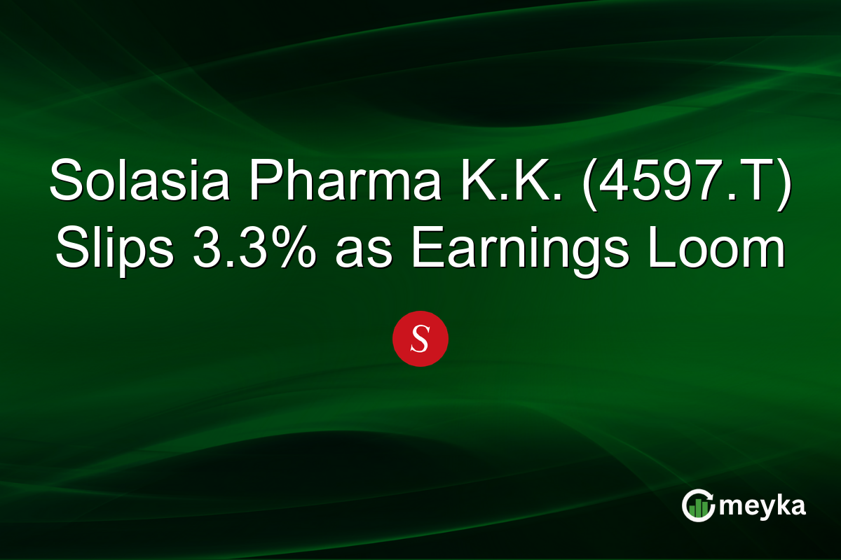 Solasia Pharma K.K. (4597.T) Slips 3.3% as Earnings Loom