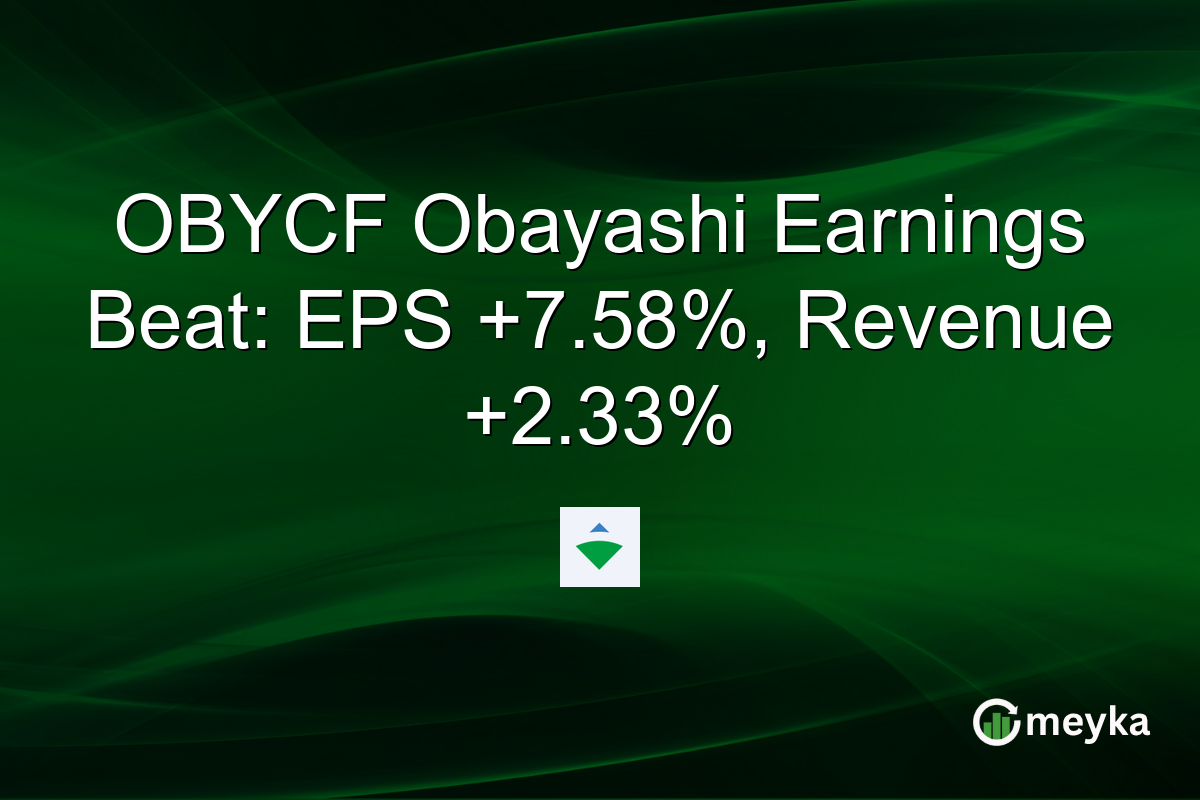 OBYCF Obayashi Earnings Beat: EPS +7.58%, Revenue +2.33%