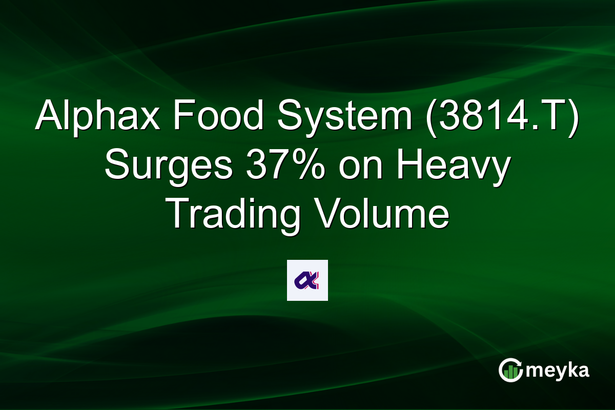 Alphax Food System (3814.T) Surges 37% on Heavy Trading Volume
