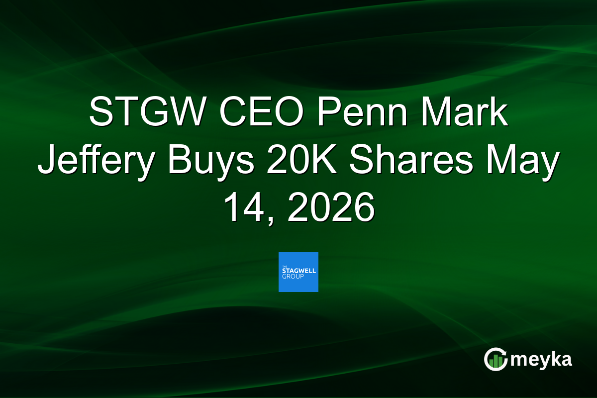 STGW CEO Penn Mark Jeffery Buys 20K Shares May 14, 2026