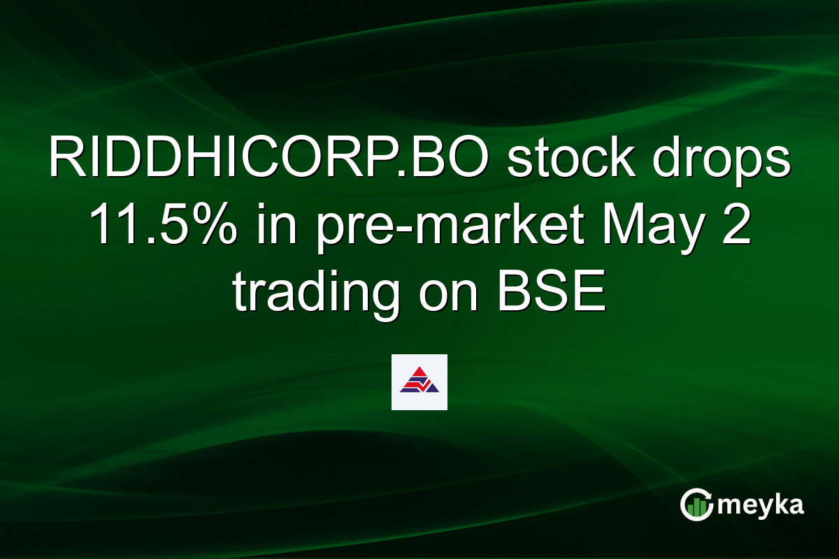 RIDDHICORP.BO stock drops 11.5% in pre-market May 2 trading on BSE