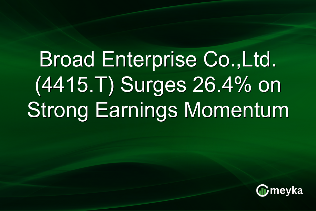 Broad Enterprise Co.,Ltd. (4415.T) Surges 26.4% on Strong Earnings Momentum
