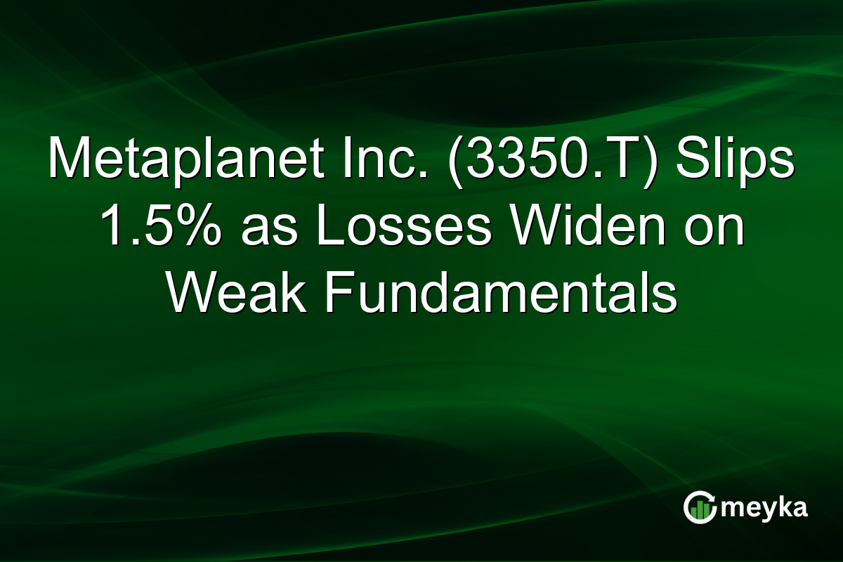 Metaplanet Inc. (3350.T) Slips 1.5% as Losses Widen on Weak Fundamentals