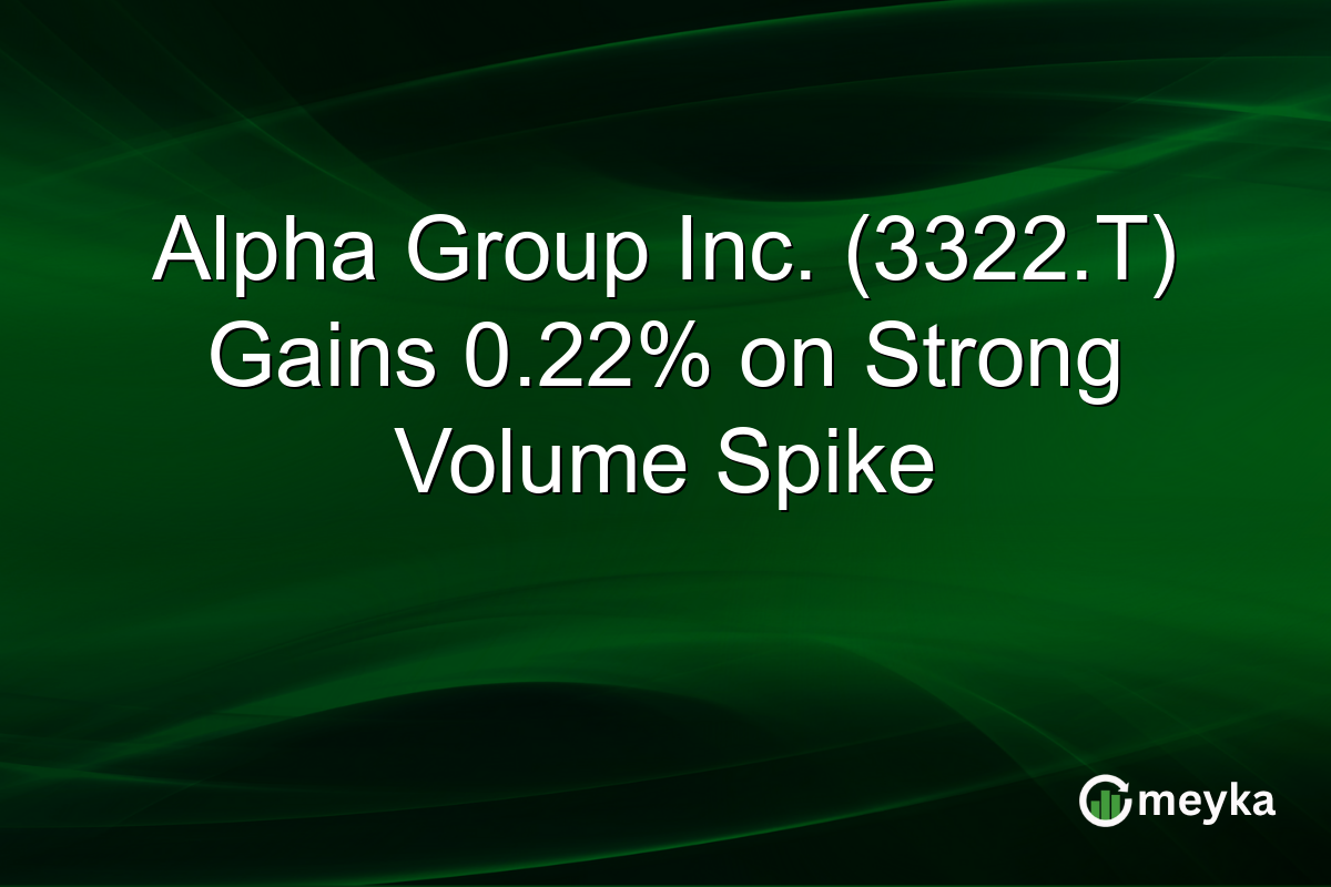 Alpha Group Inc. (3322.T) Gains 0.22% on Strong Volume Spike