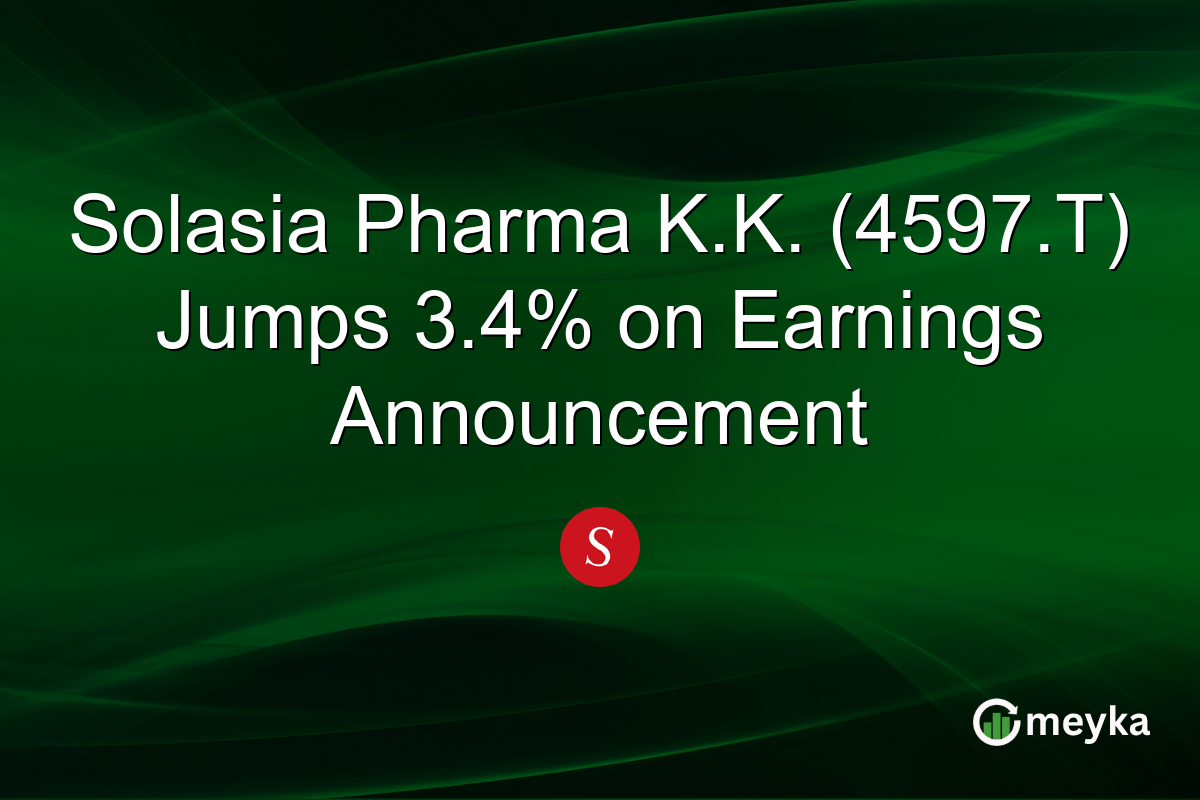Solasia Pharma K.K. (4597.T) Jumps 3.4% on Earnings Announcement