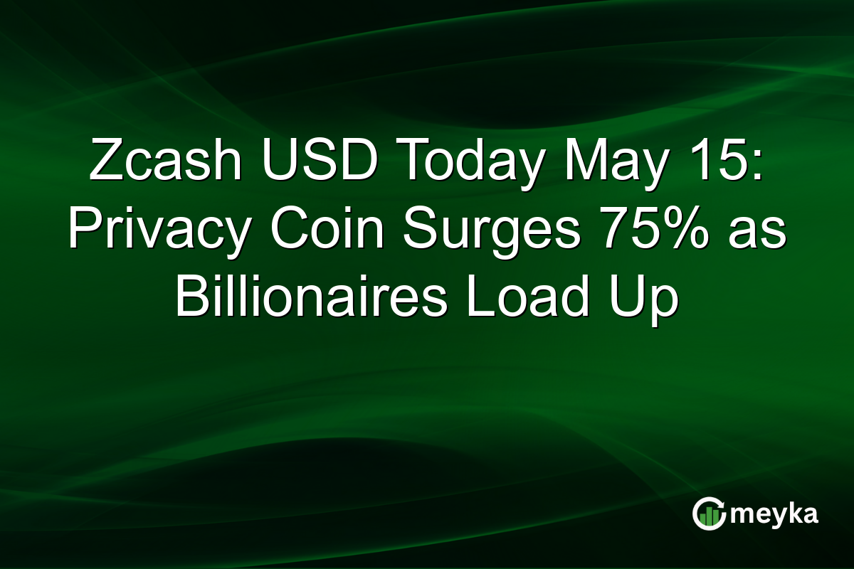 Zcash USD Today May 15: Privacy Coin Surges 75% as Billionaires Load Up