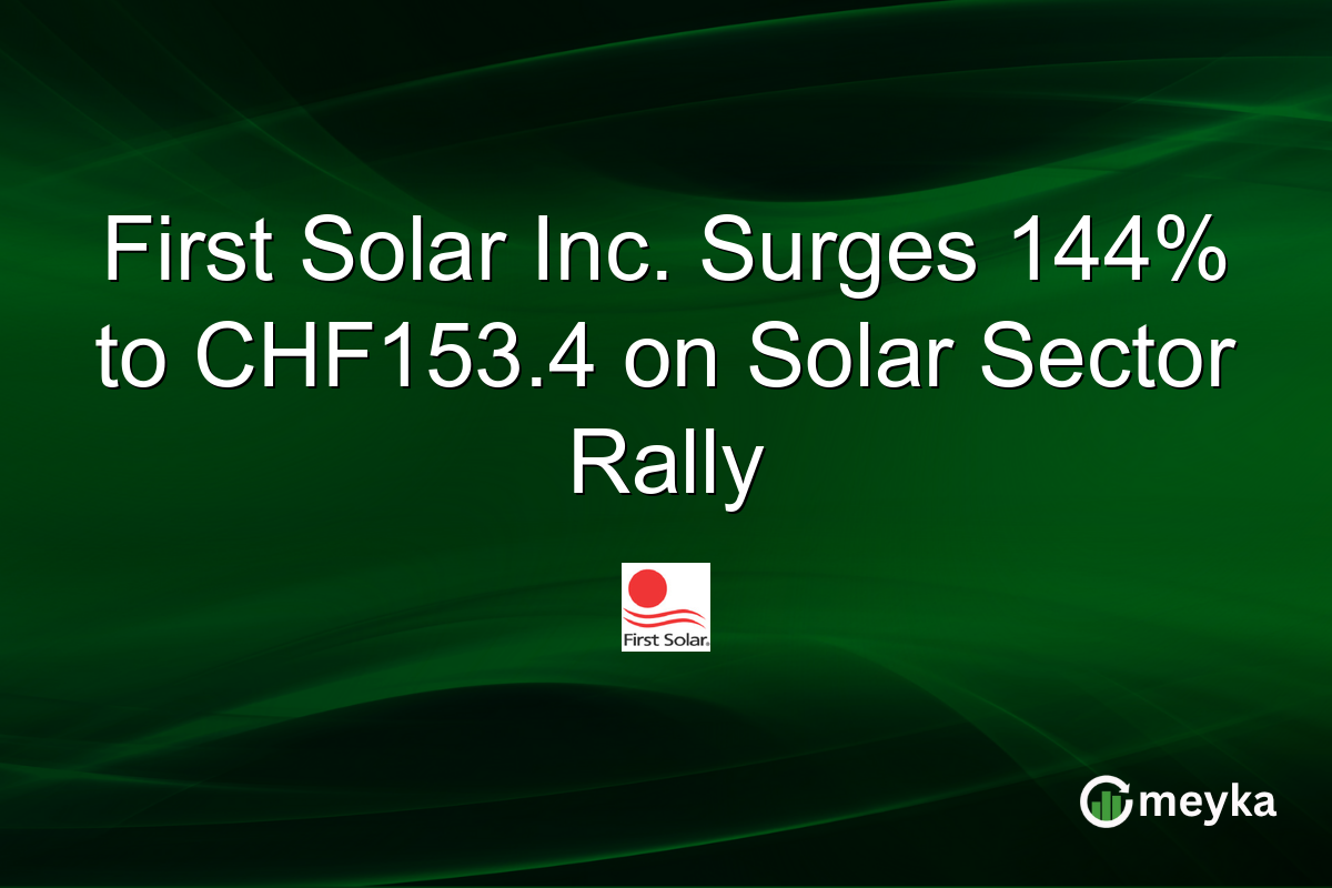 First Solar Inc. Surges 144% to CHF153.4 on Solar Sector Rally