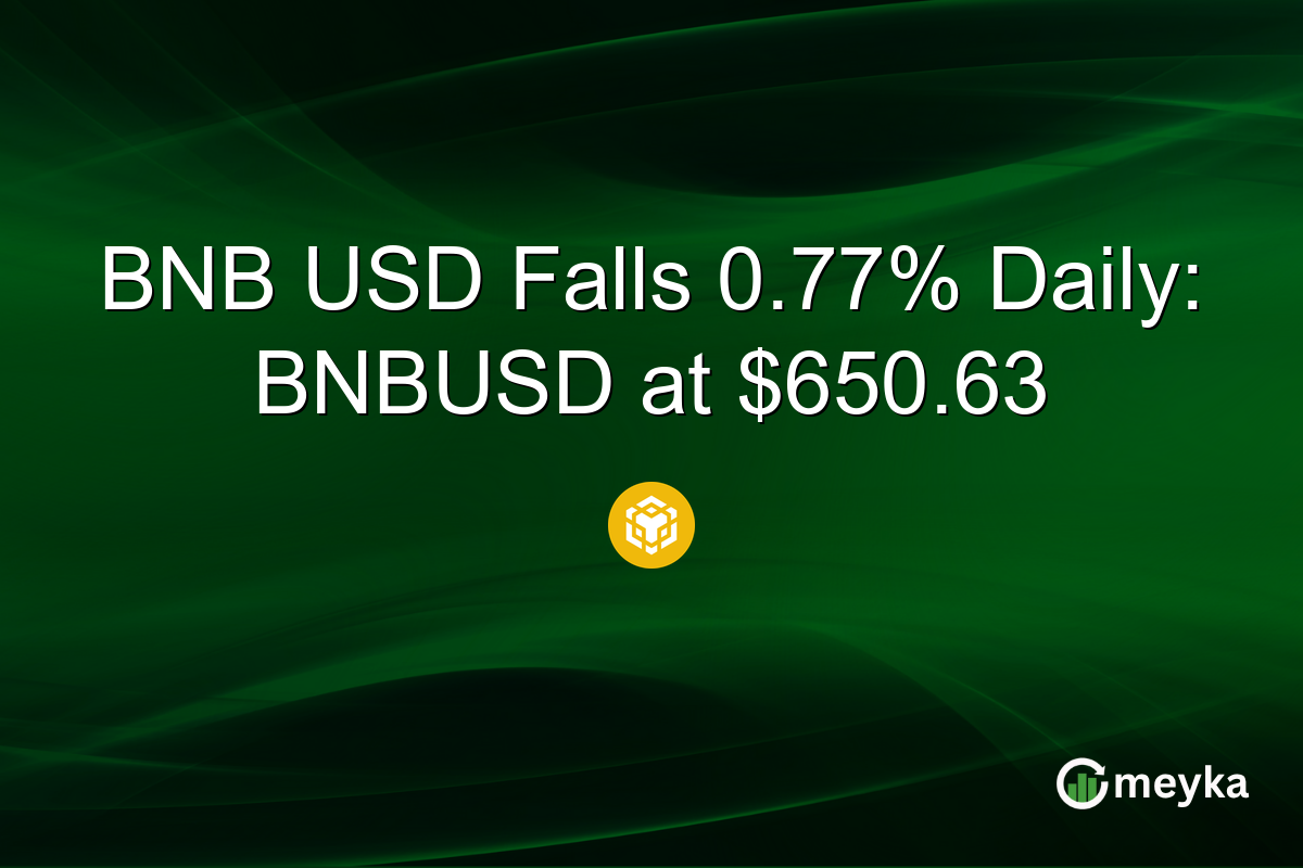 BNB USD Falls 0.77% Daily: BNBUSD at $650.63