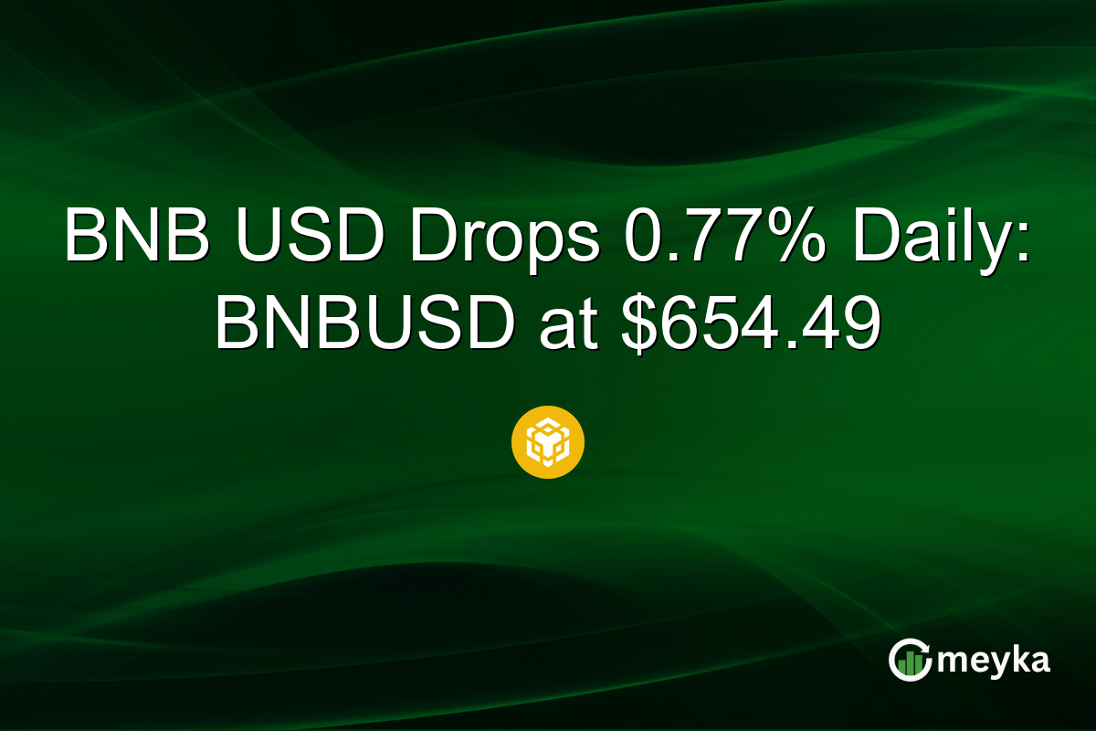 BNB USD Drops 0.77% Daily: BNBUSD at $654.49