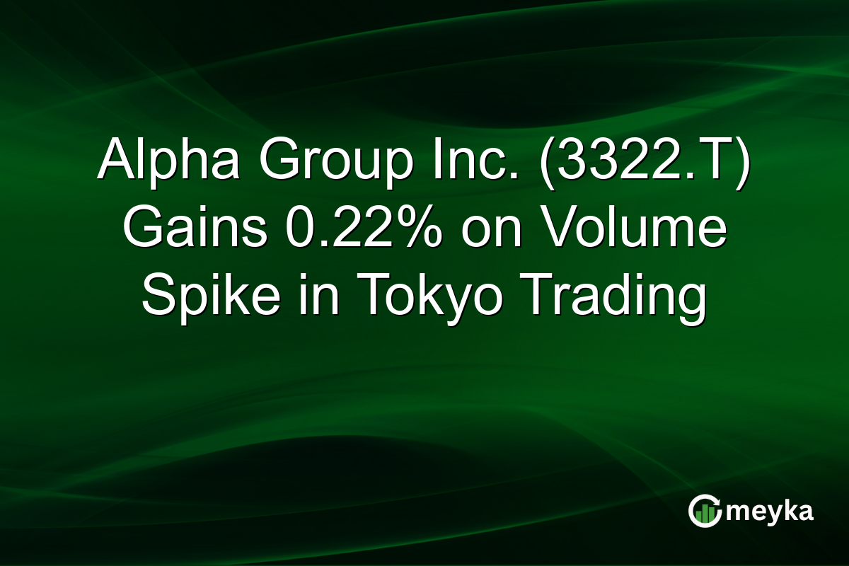 Alpha Group Inc. (3322.T) Gains 0.22% on Volume Spike in Tokyo Trading