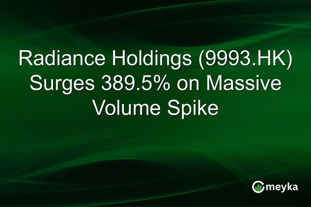 Radiance Holdings (9993.HK) Surges 389.5% on Massive Volume Spike
