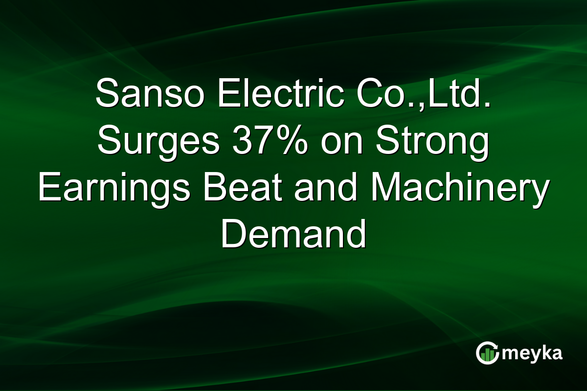 Sanso Electric Co.,Ltd. Surges 37% on Strong Earnings Beat and Machinery Demand