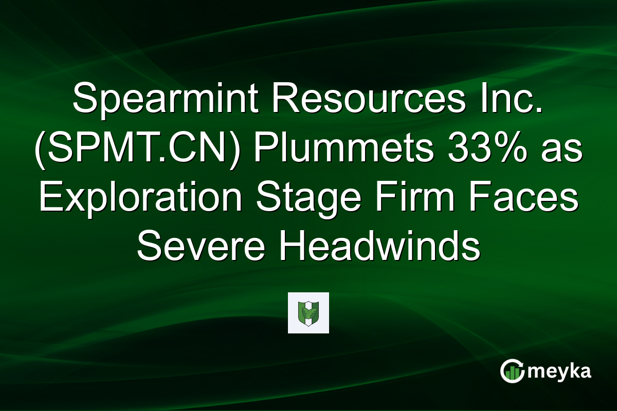 Spearmint Resources Inc. (SPMT.CN) Plummets 33% as Exploration Stage Firm Faces Severe Headwinds