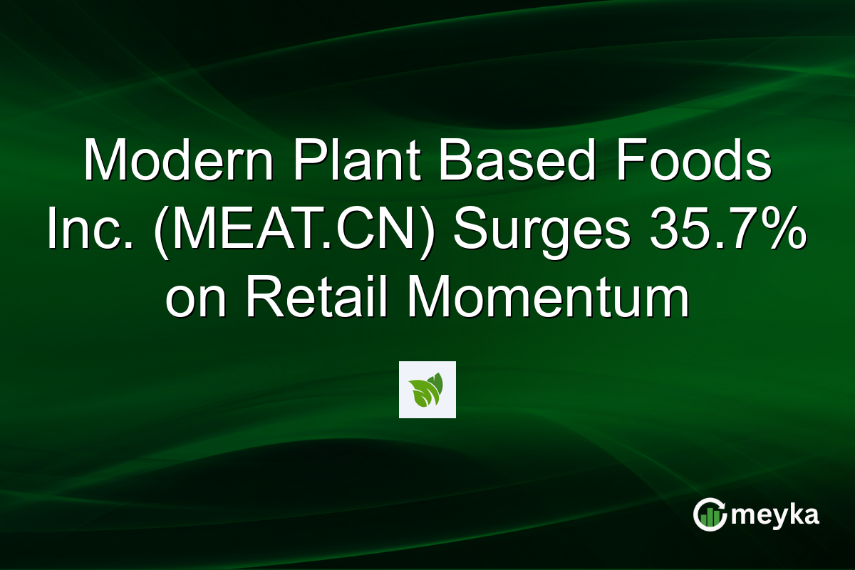 Modern Plant Based Foods Inc. (MEAT.CN) Surges 35.7% on Retail Momentum