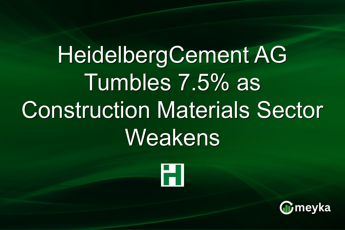 HeidelbergCement AG Tumbles 7.5% as Construction Materials Sector Weakens