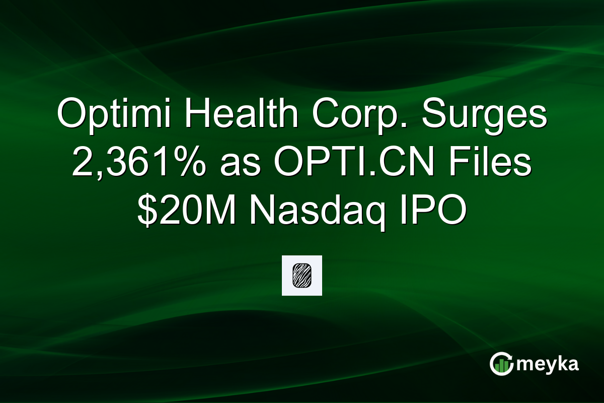 Optimi Health Corp. Surges 2,361% as OPTI.CN Files $20M Nasdaq IPO