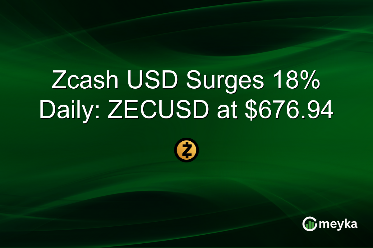 Zcash USD Surges 18% Daily: ZECUSD at $676.94