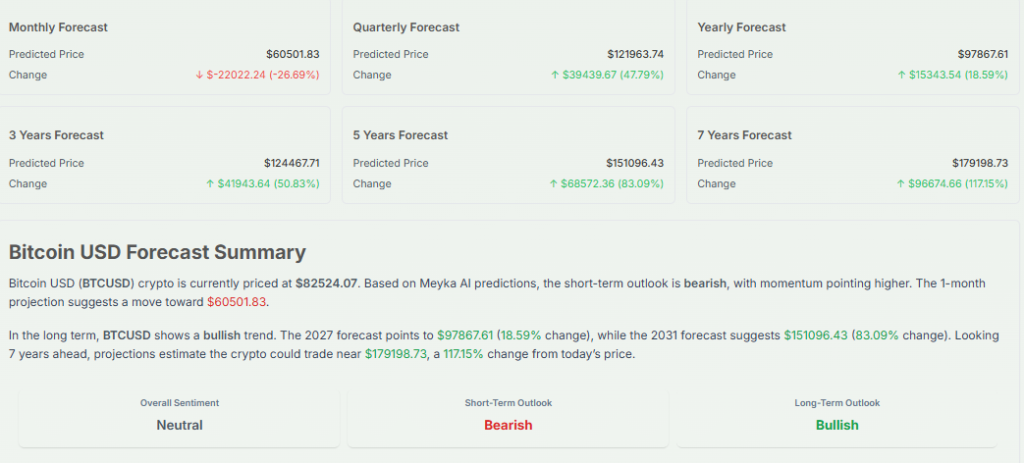 Meyka AI: Bitcoin USD Forecast Summary, May 6, 2026