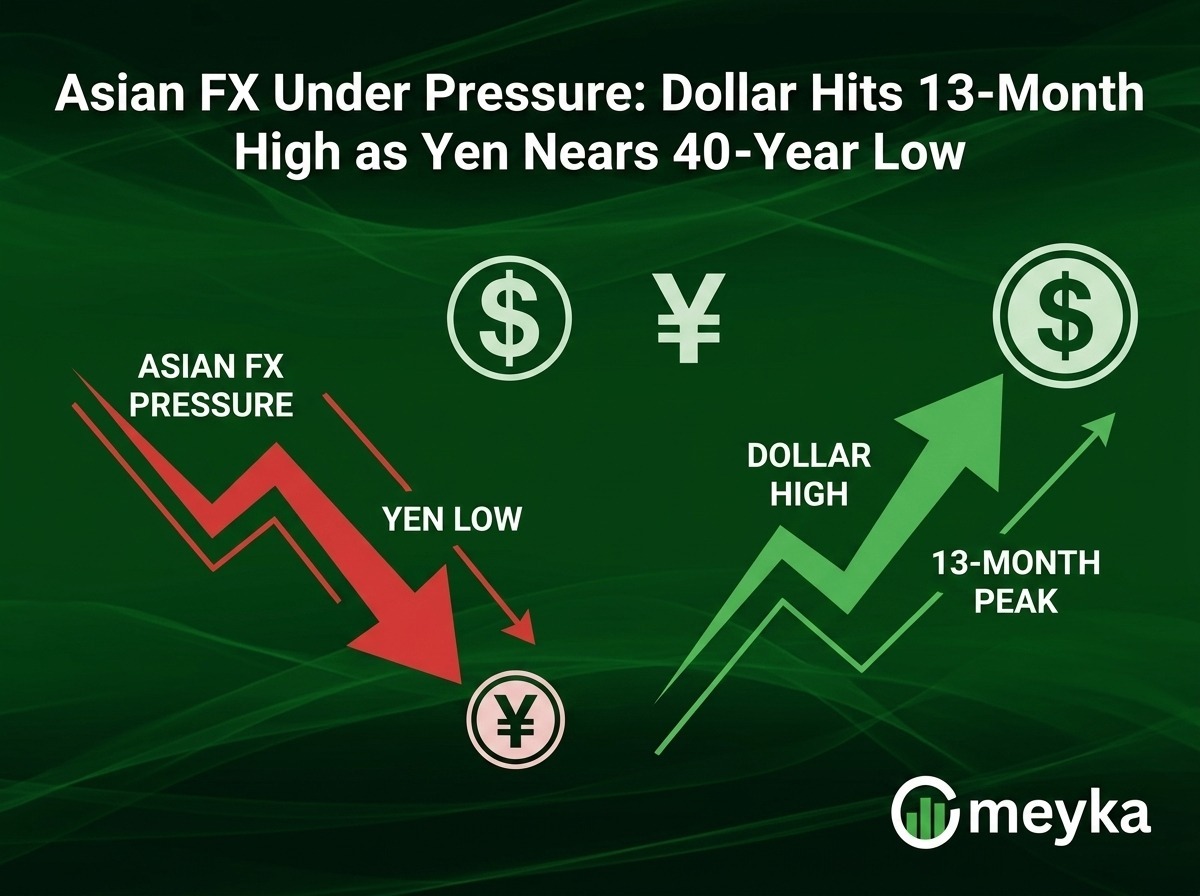 Asia FX Stays Under Pressure as Dollar Hits 13-Month High After Hawkish Fed Shift; Yen Near 40-Year Low 