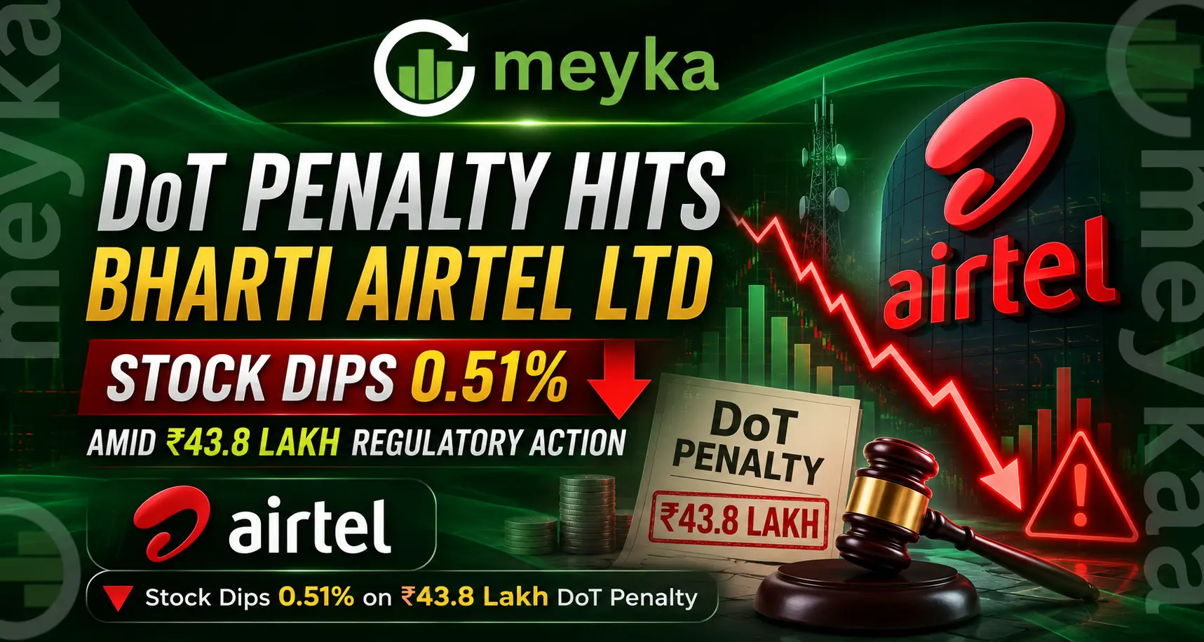 DoT Penalty Hits Bharti Airtel Ltd: Stock Dips 0.51% Amid ₹43.8 Lakh Regulatory Action