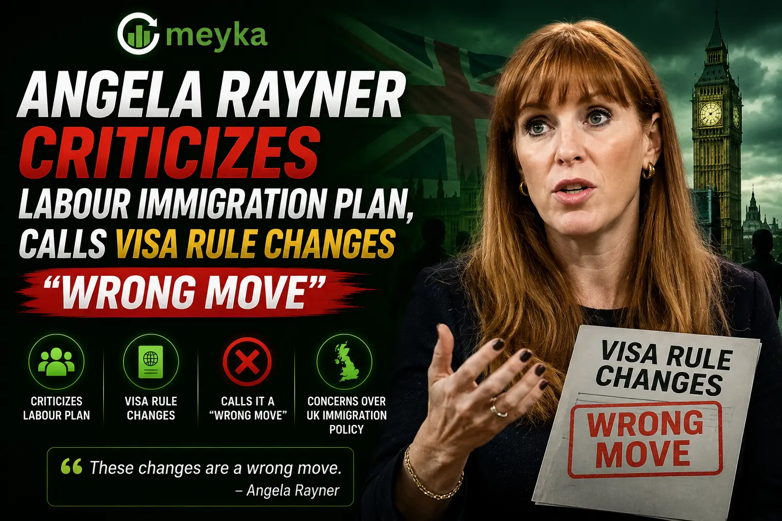 Angela Rayner Criticizes Labour Immigration Plan, Calls Visa Rule Changes “Wrong Move”