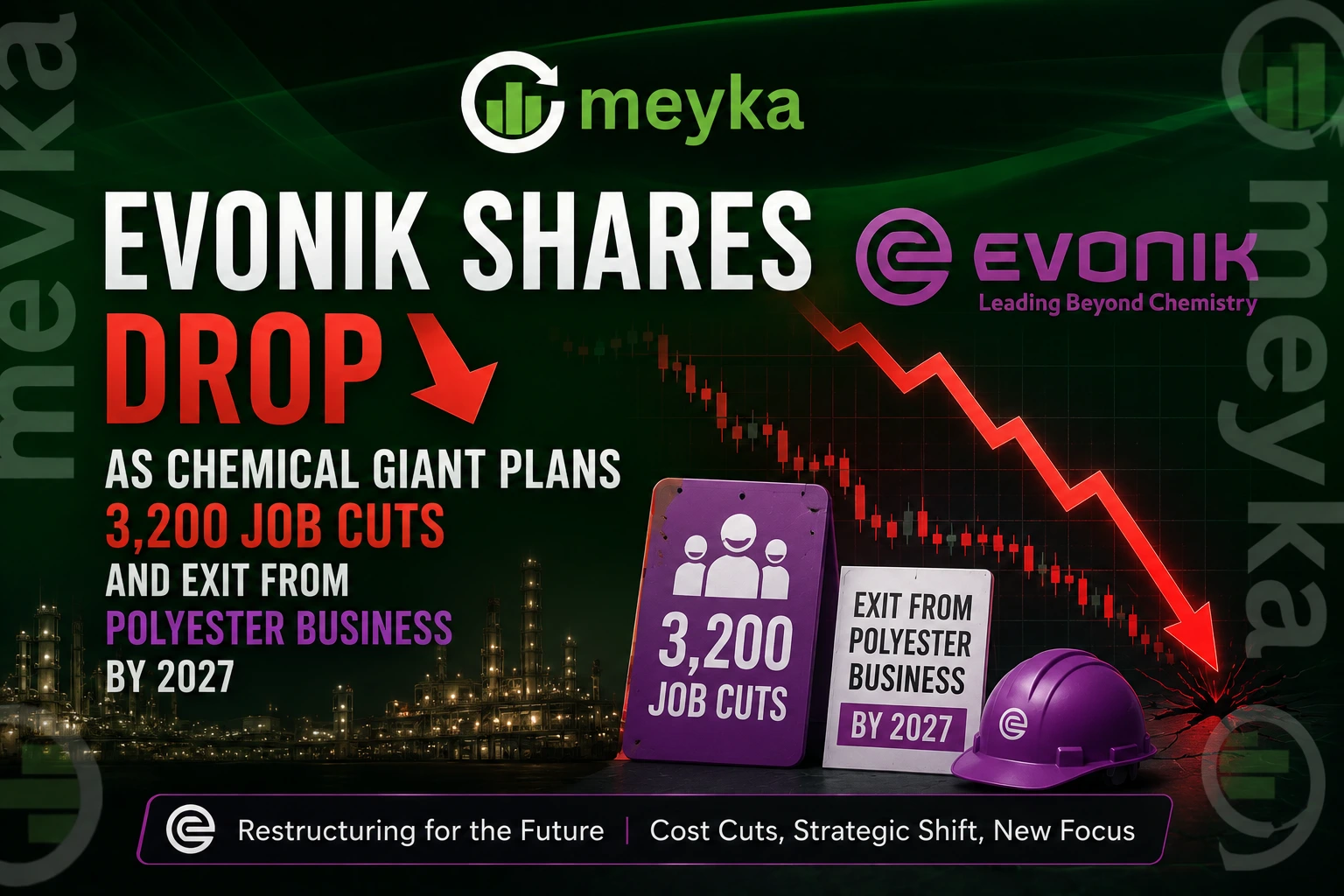 Evonik Shares Drop as Chemical Giant Plans 3,200 Job Cuts and Exit From Polyester Business by 2027