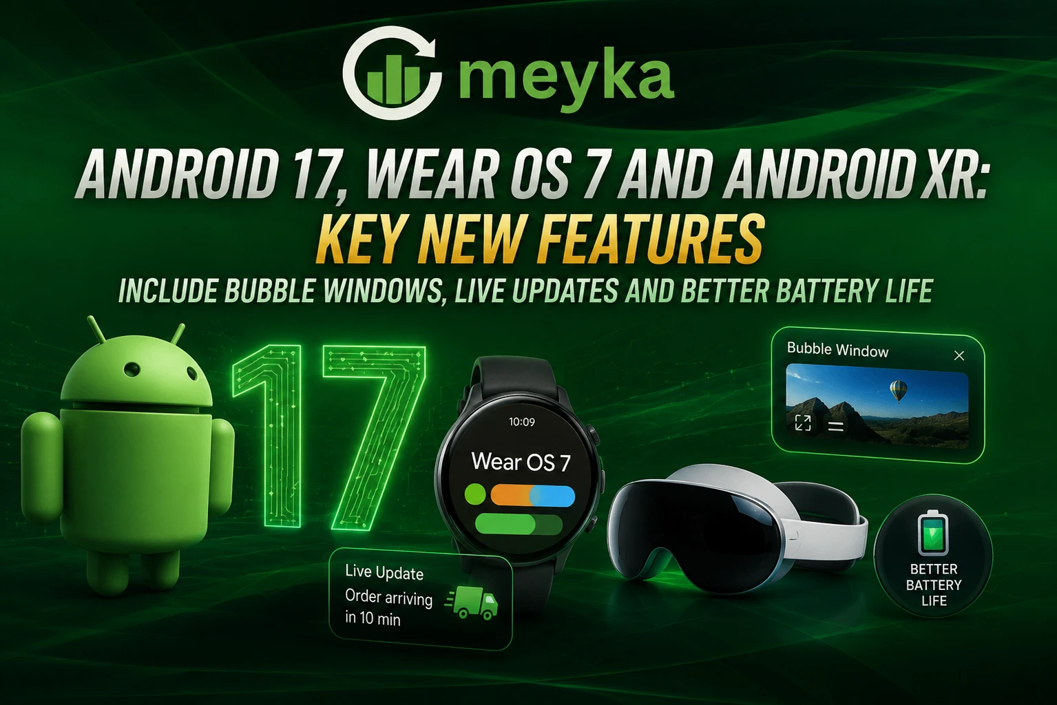 Android 17, Wear OS 7 and Android XR: Key New Features Include Bubble Windows, Live Updates and Better Battery Life