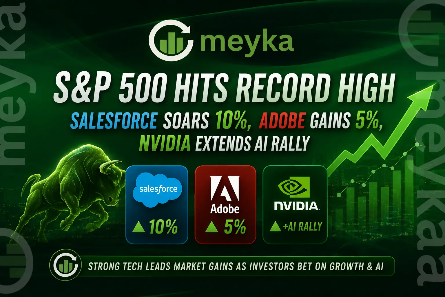 S&P 500 Hits Record High as Salesforce Soars 10%, Adobe Gains 5%, Nvidia Extends AI Rally