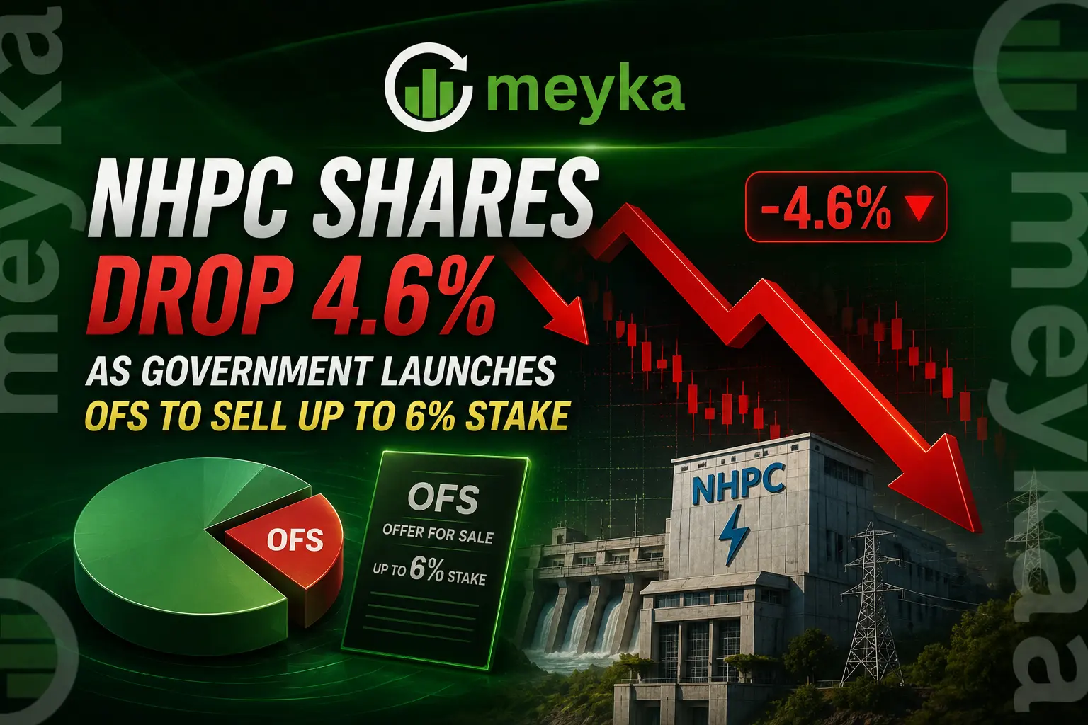 NHPC Shares Drop 4.6% as Government Launches OFS to Sell Up to 6% Stake
