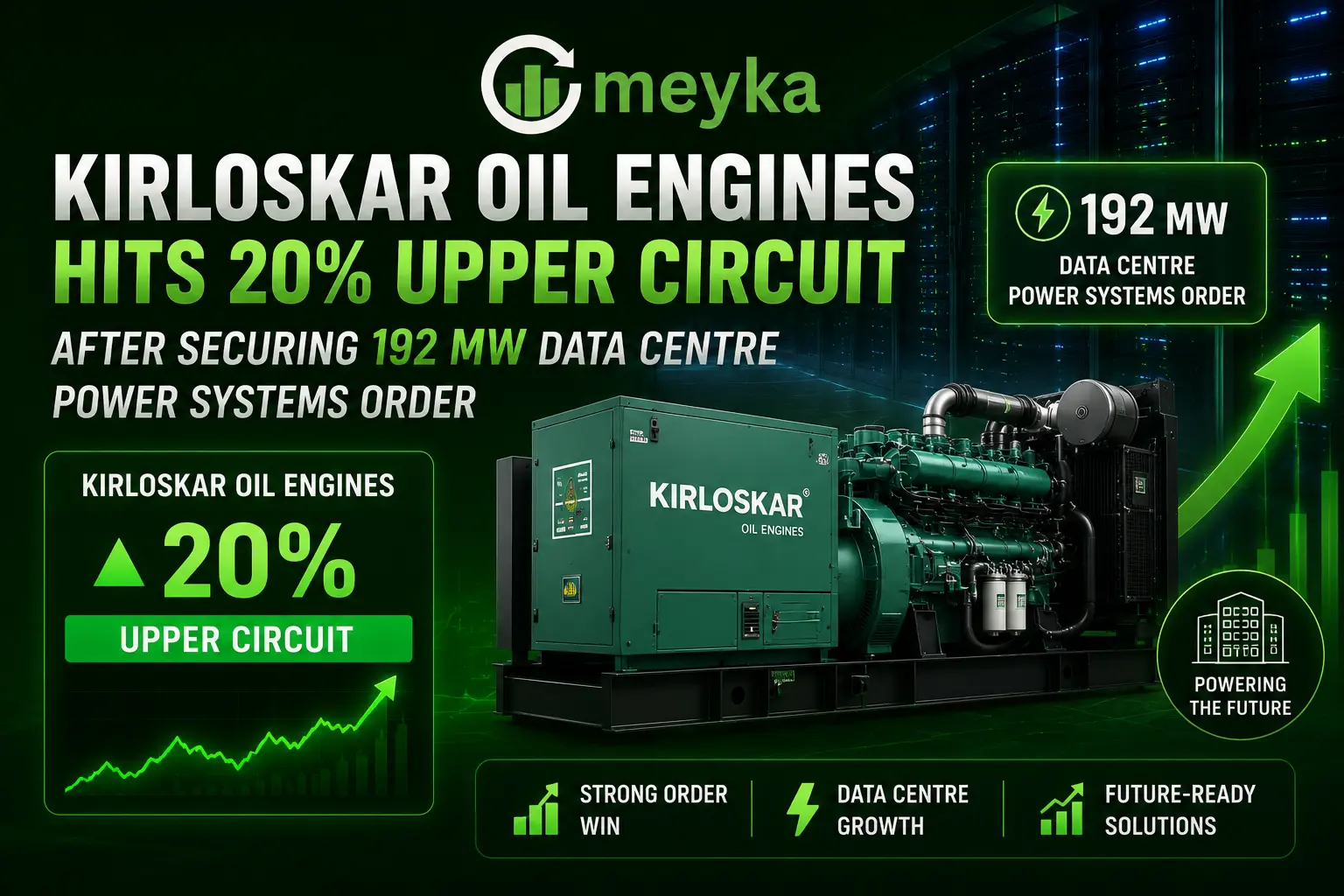 Kirloskar Oil Engines Hits 20% Upper Circuit After Securing 192 MW Data Centre Power Systems Order