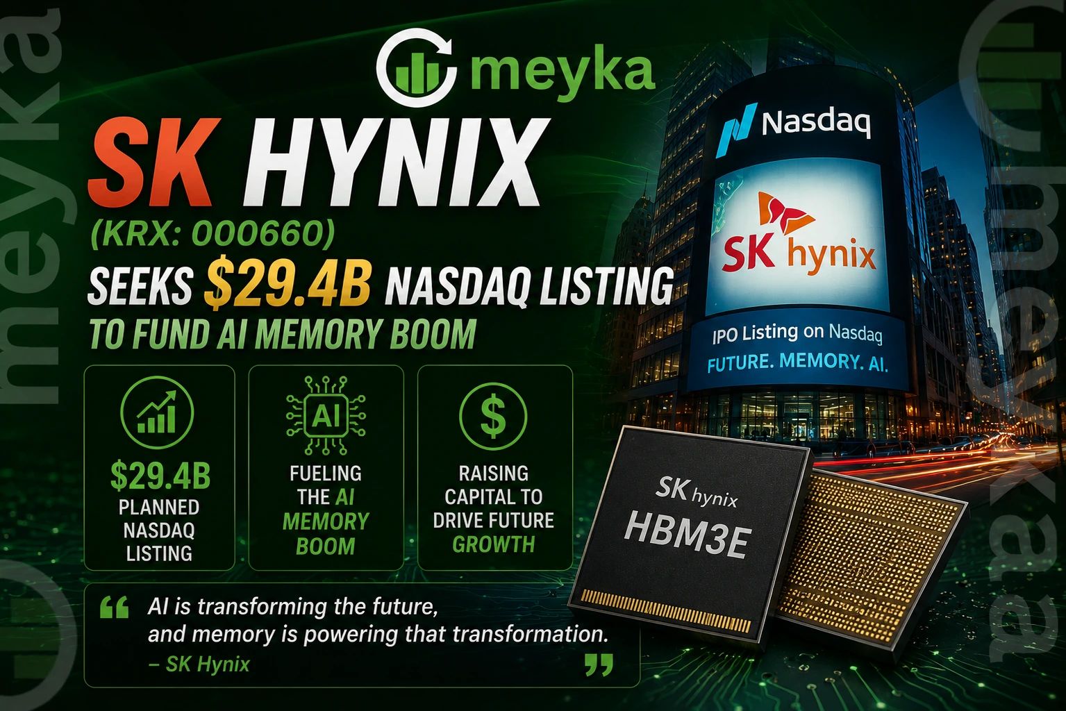 SK Hynix (KRX: 000660) Seeks $29.4B Nasdaq Listing to Fund AI Memory Boom