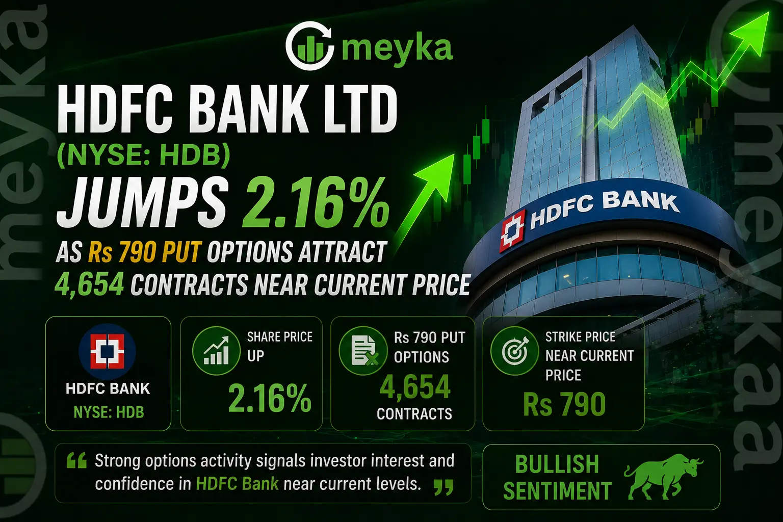 HDFC Bank Ltd (NYSE: HDB) Jumps 2.16% as Rs 790 Put Options Attract 4,654 Contracts Near Current Price