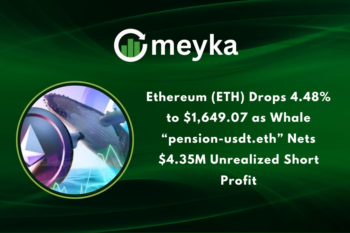 Ethereum (ETH) Drops 4.48% to $1,649.07 as Whale “pension-usdt.eth” Nets $4.35M Unrealized Short Profit