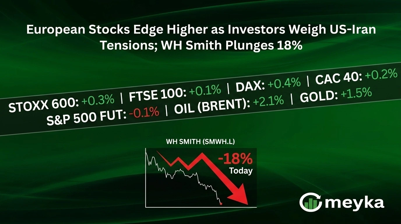 European Stocks Edge Higher as Investors Weigh US-Iran Tensions; WH Smith Plunges 16%