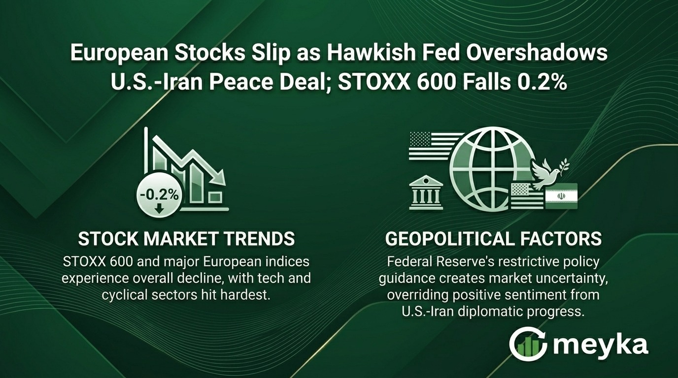 European Stocks Slip 0.2% as Warsh’s Hawkish Fed Debut Drowns Out US-Iran Peace Deal Optimism