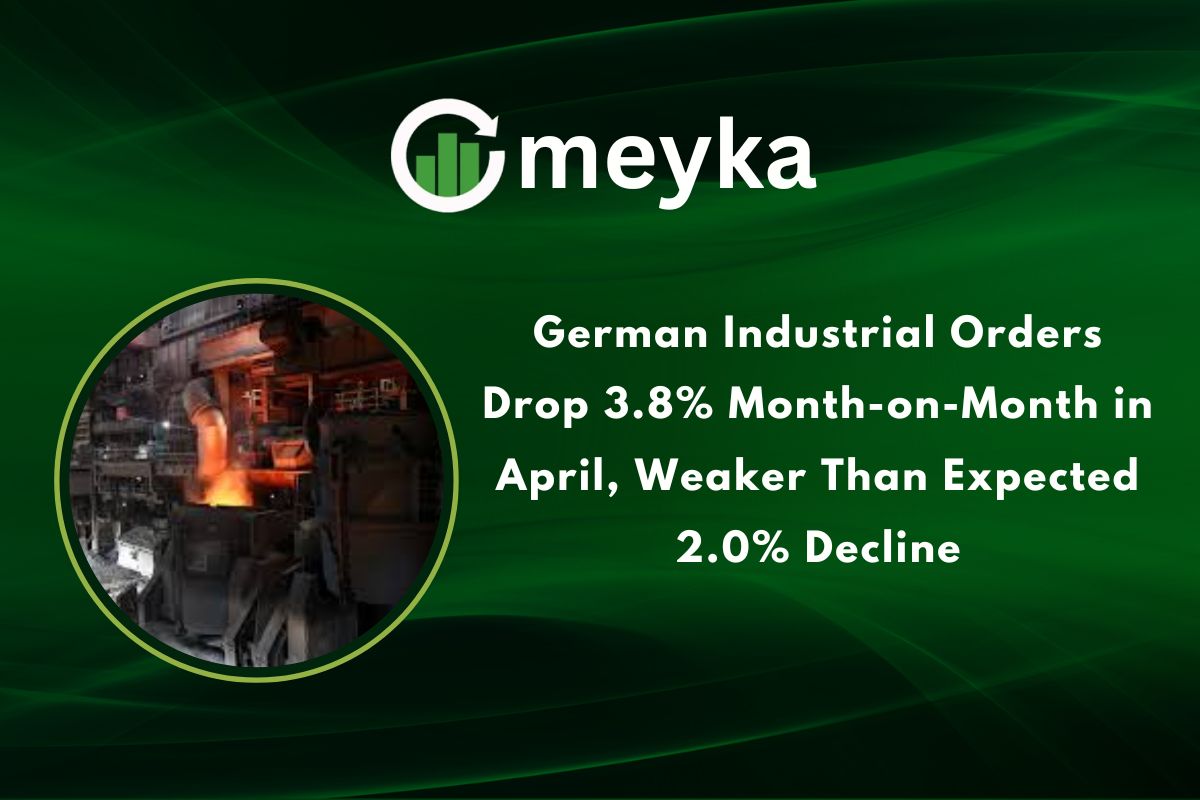 German Industrial Orders Drop 3.8% Month on Month in April, Weaker Than Expected 2.0% Decline