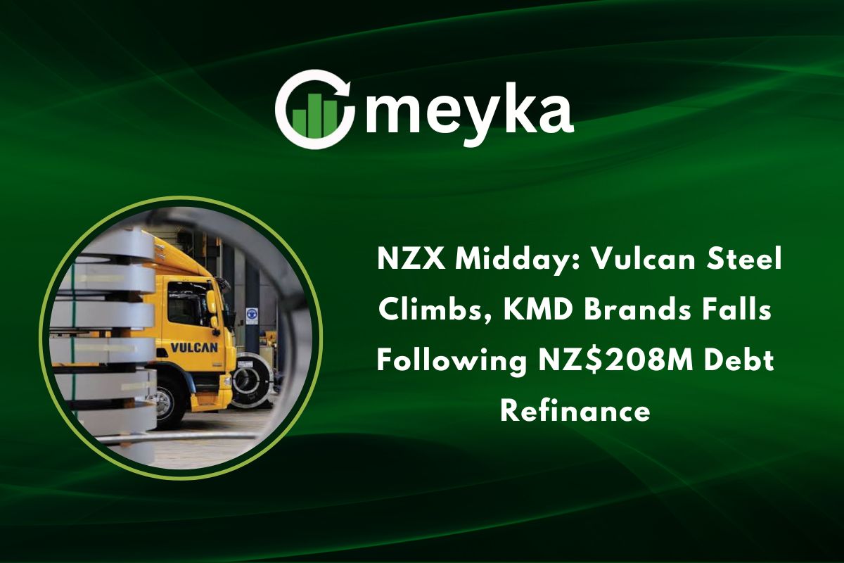 NZX Midday: Vulcan Steel Climbs, KMD Brands Falls Following NZ$208M Debt Refinance