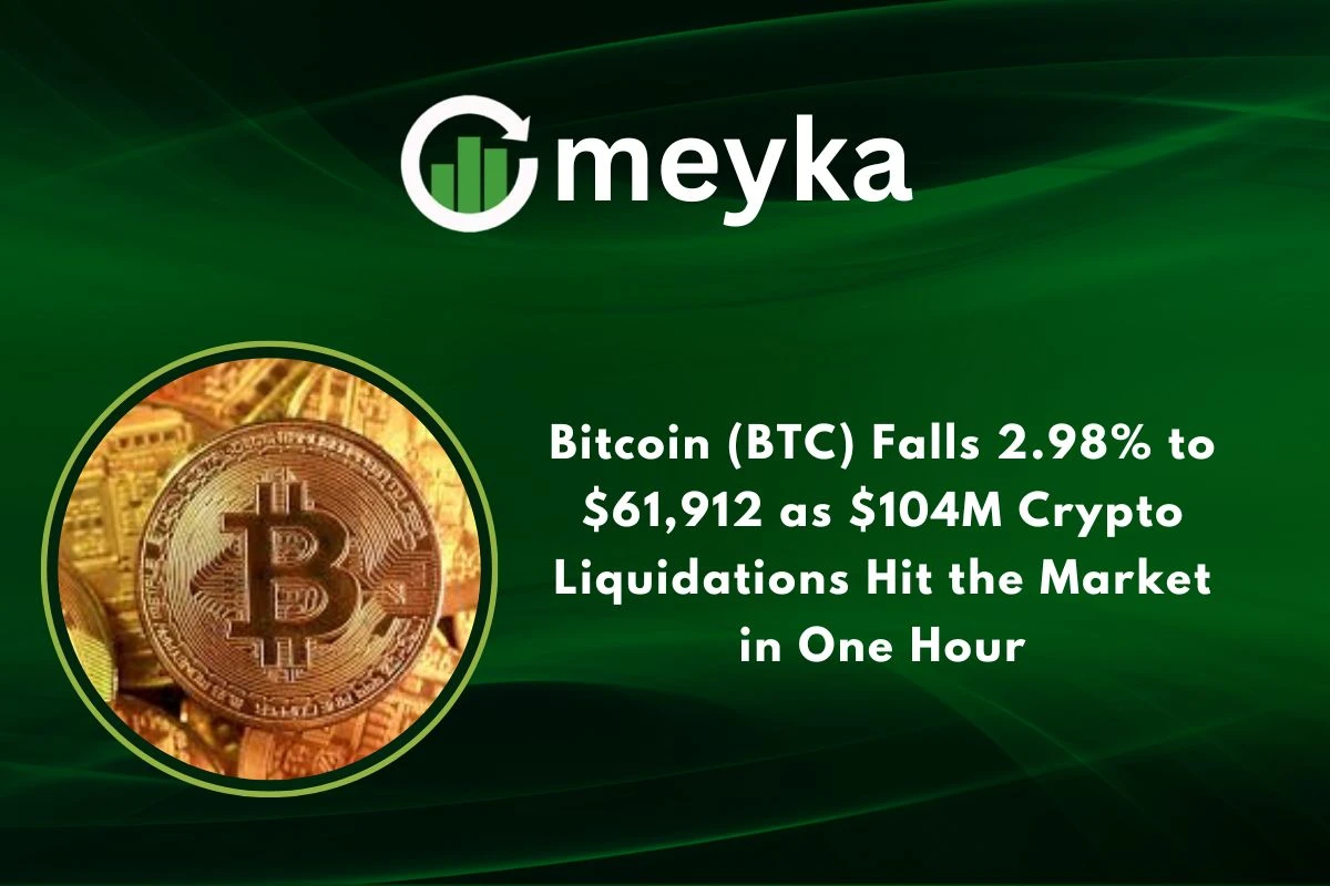Bitcoin (BTC) Falls 2.98% to $61,912 as $104M Crypto Liquidations Hit the Market in One Hour