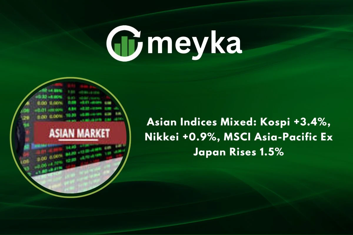 Asian Indices Mixed: Kospi +3.4%, Nikkei +0.9%, MSCI Asia-Pacific Ex Japan Rises 1.5% 