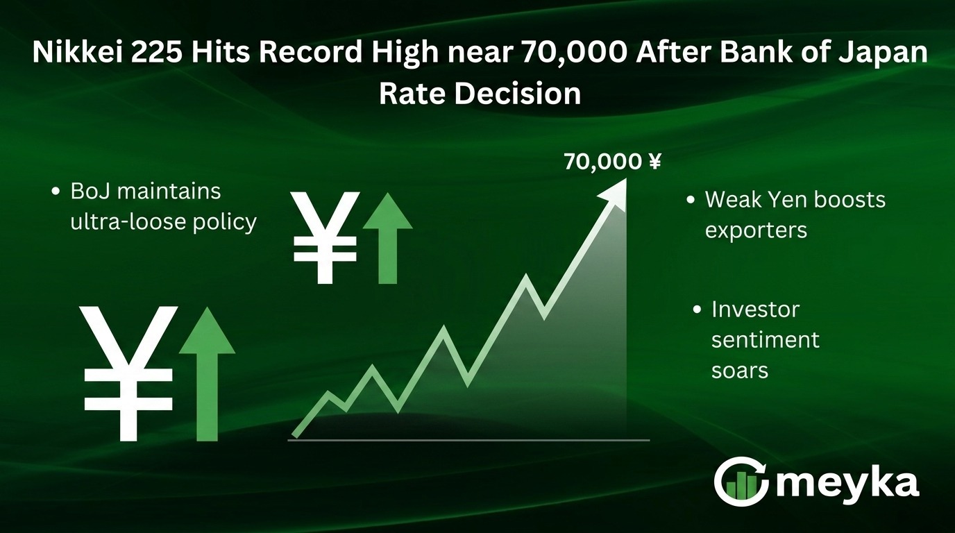 Nikkei 225 Hits Record High near 70,000 After Bank of Japan Rate Decision
