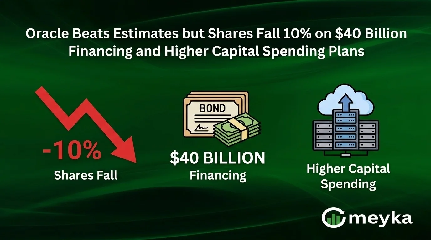 Oracle Beats Estimates but Shares Fall 10% on $40 Billion Financing and Higher Capital Spending Plans